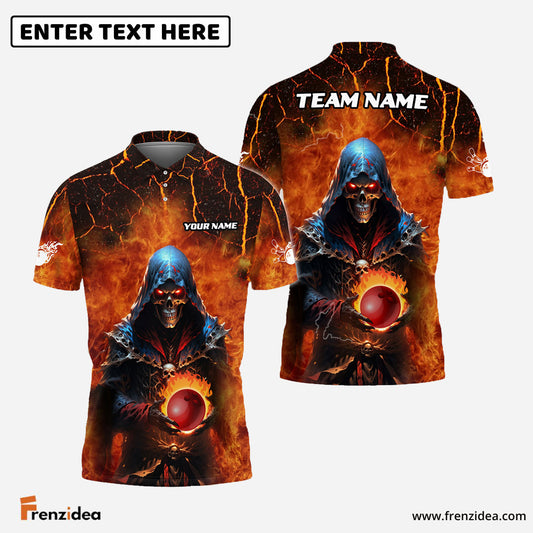 Frenzidea Bowling And Pins Flame Magician Multicolor Customized Name 3D Shirt ( 4 Colors )