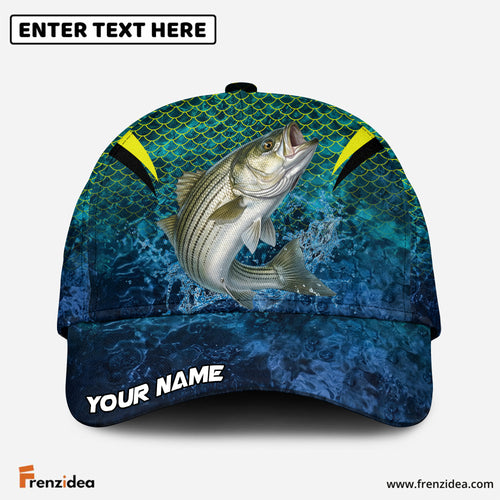 (12 Breeds) Frenzidea Vibrant Fish Scale Pattern Fishing Customized Name 3D Cap
