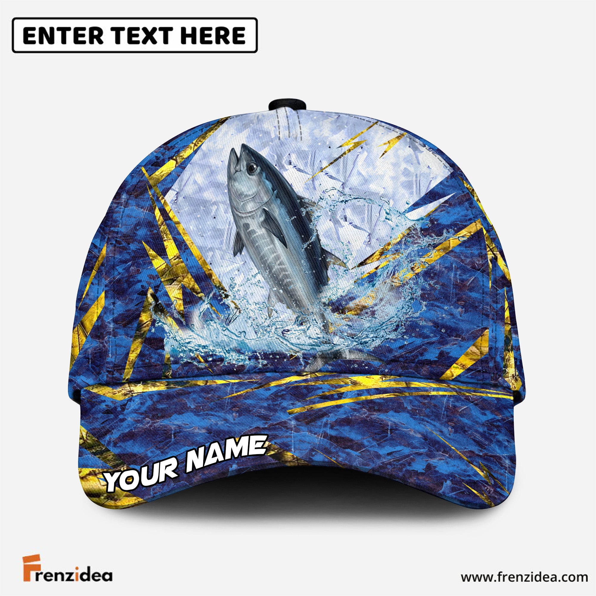 (12 Breeds) Frenzidea Frosty Blue Marble Fishing Customized Name 3D Cap