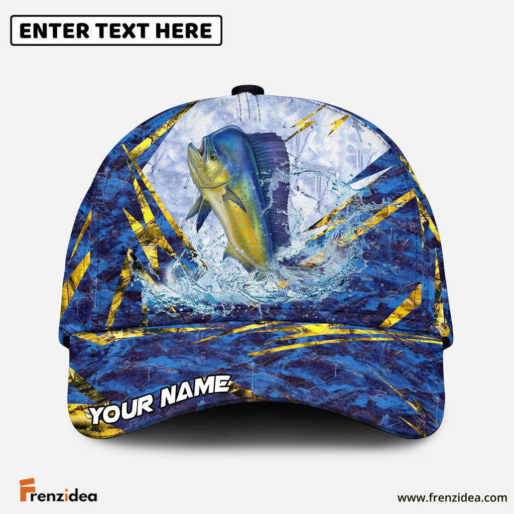(12 Breeds) Frenzidea Frosty Blue Marble Fishing Customized Name 3D Cap