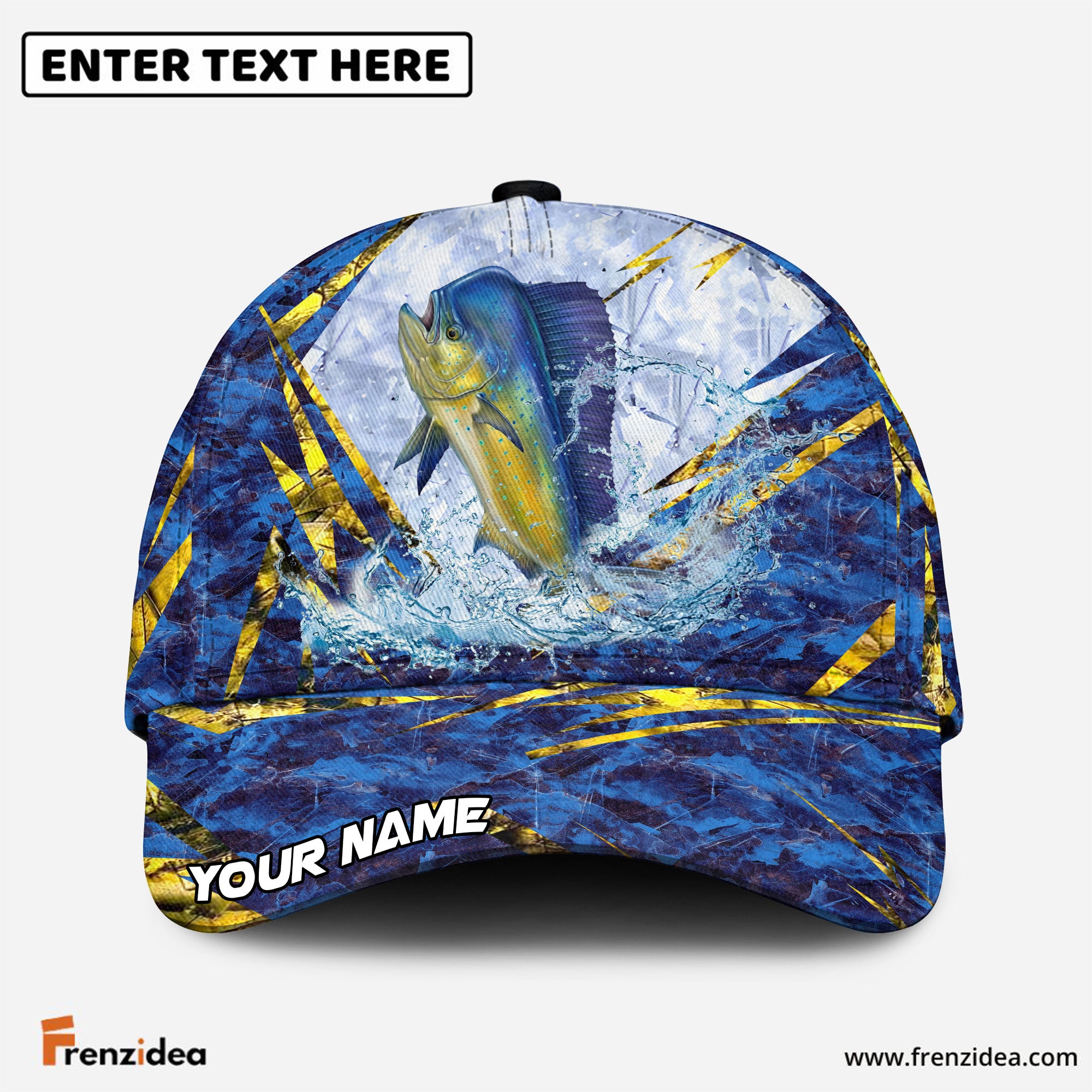 (12 Breeds) Frenzidea Frosty Blue Marble Fishing Customized Name 3D Cap