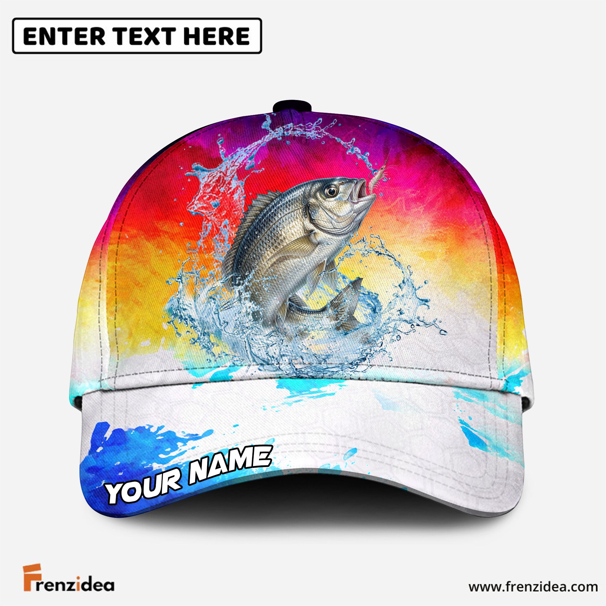 (12 Breeds) Frenzidea Vibrant Watercolor Sunset Fishing Customized Name 3D Cap