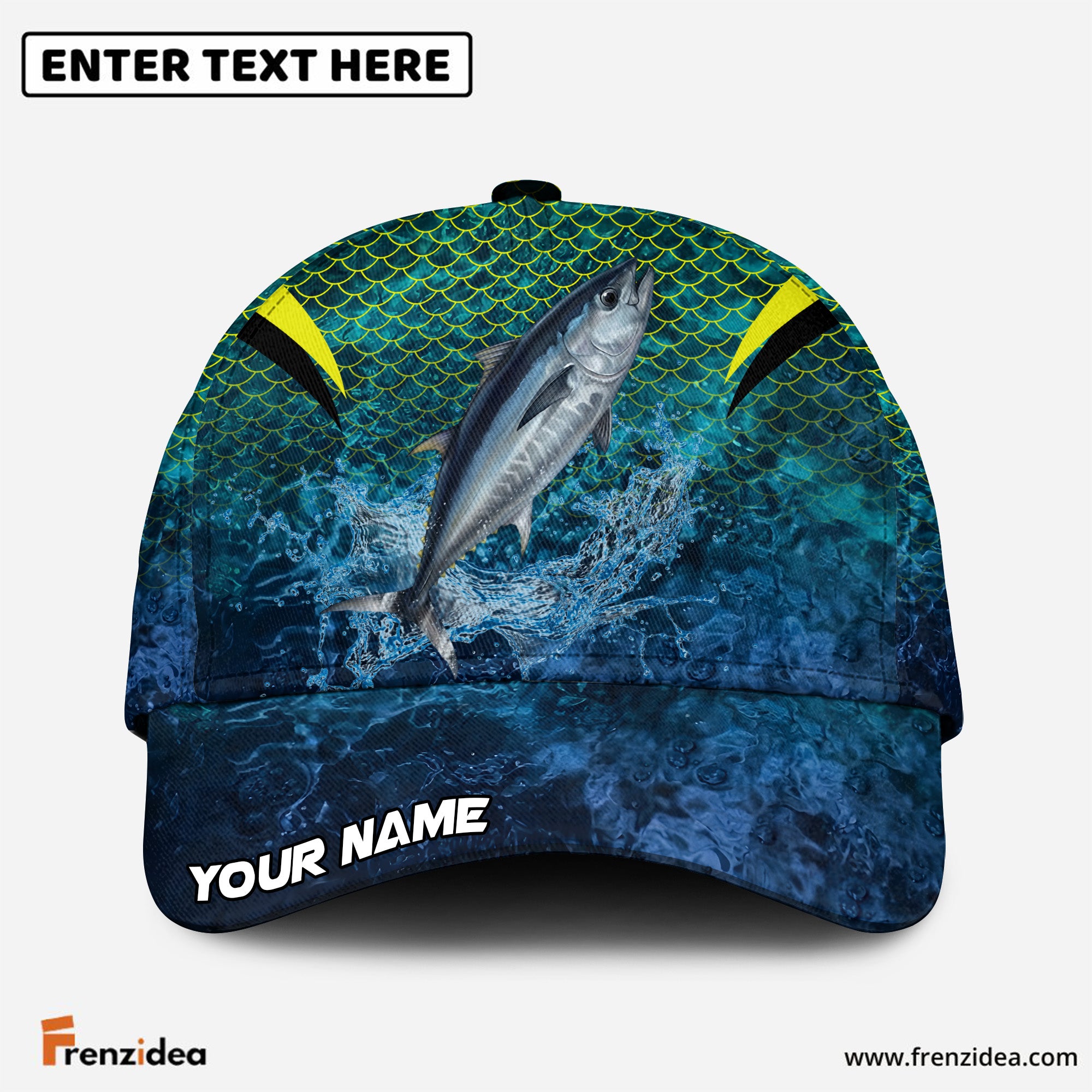 (12 Breeds) Frenzidea Vibrant Fish Scale Pattern Fishing Customized Name 3D Cap