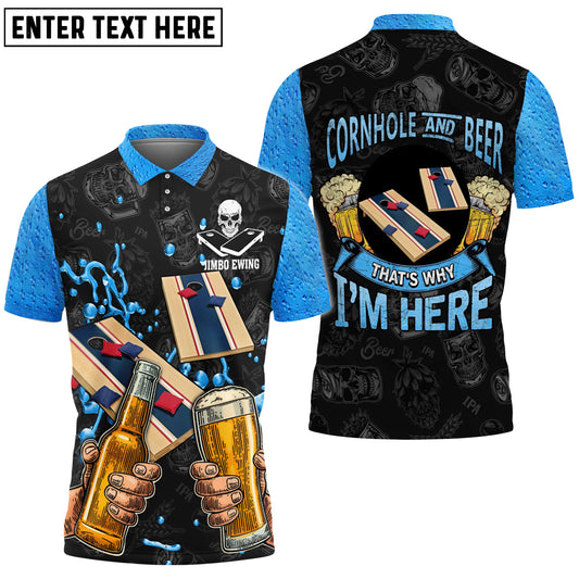 Frenzidea Cornhole Beer Personalized Name, Team Name Shirt (4 Colors)