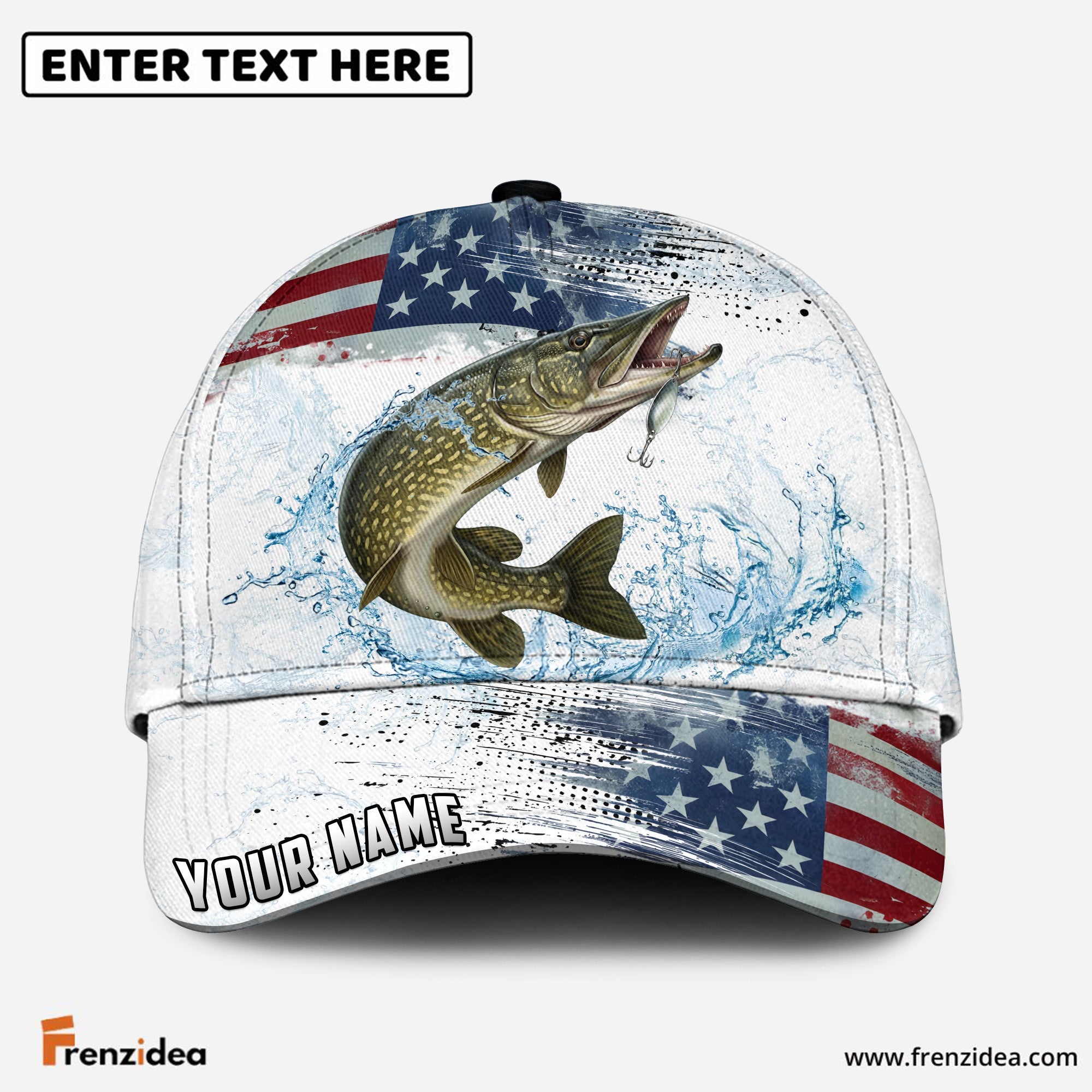 (12 Breeds) Frenzidea Patriot Fishing Hunter Customized Name 3D Cap