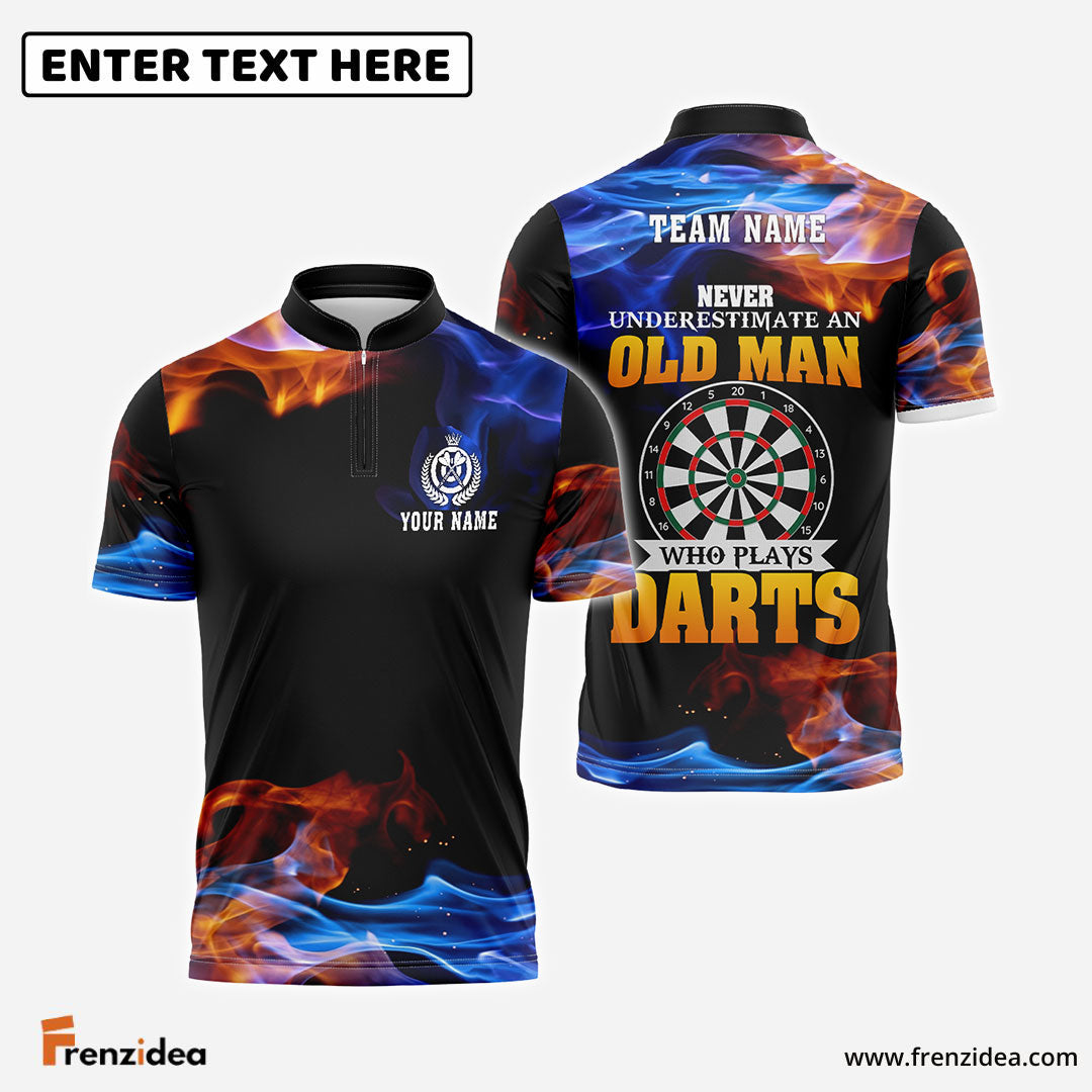 Frenzidea Never Underestimate An Old Man Who Play Darts Personalized Name 3D Shirt