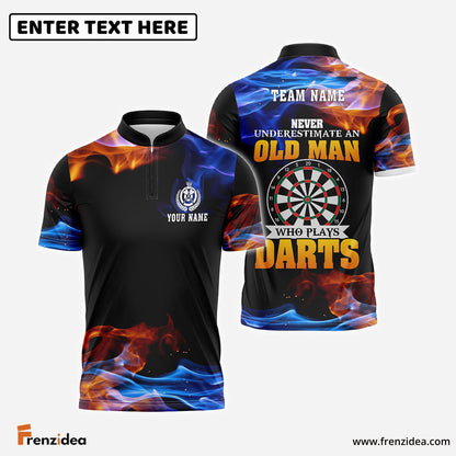Frenzidea Never Underestimate An Old Man Who Play Darts Personalized Name 3D Shirt
