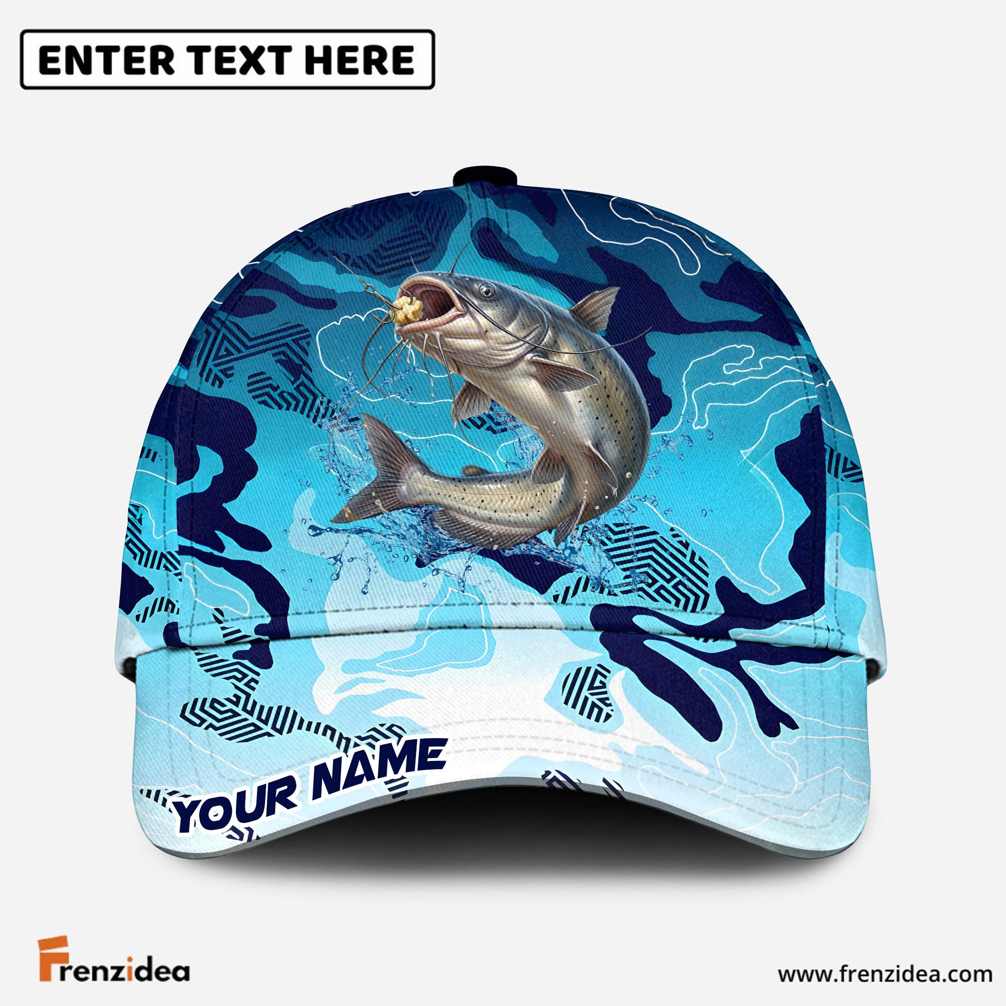 (12 Breeds) Frenzidea Fishing Deep Blue Predator Customized Name 3D Cap