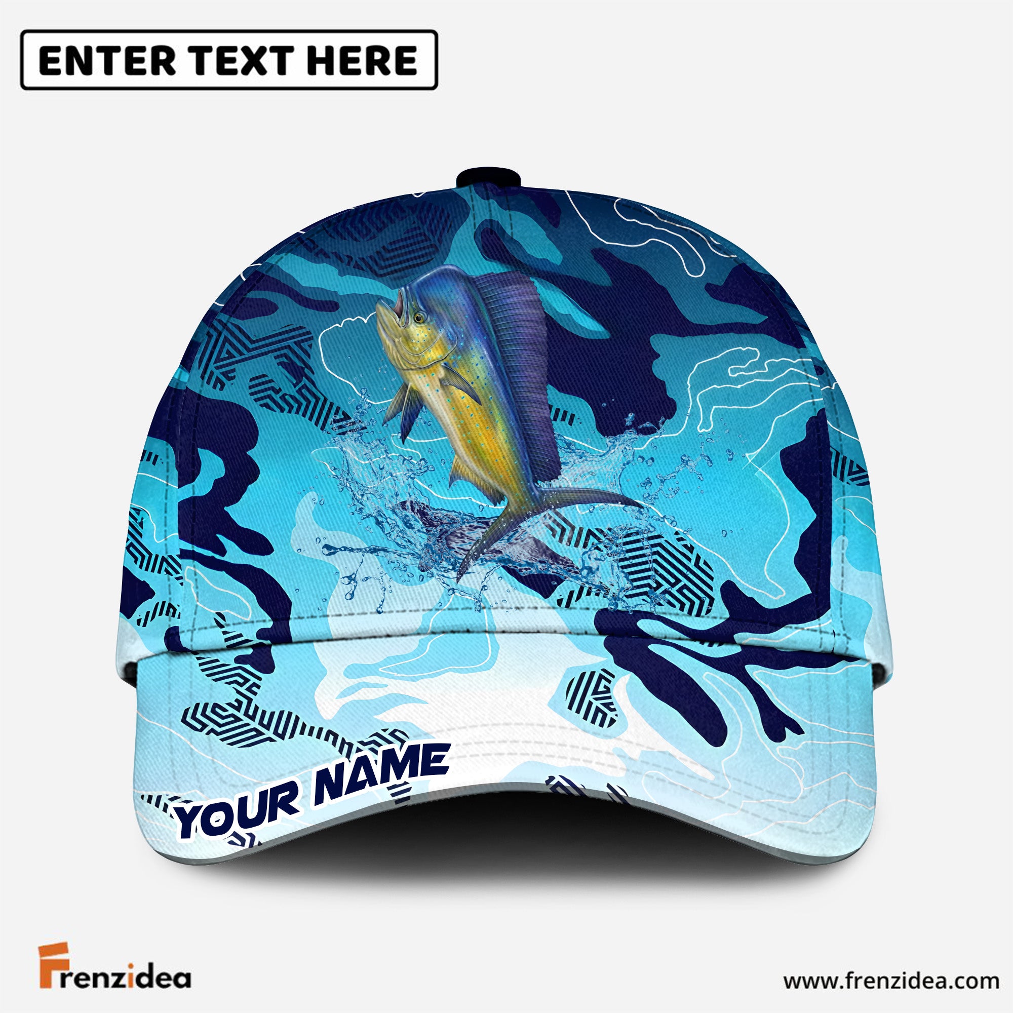 (12 Breeds) Frenzidea Fishing Deep Blue Predator Customized Name 3D Cap