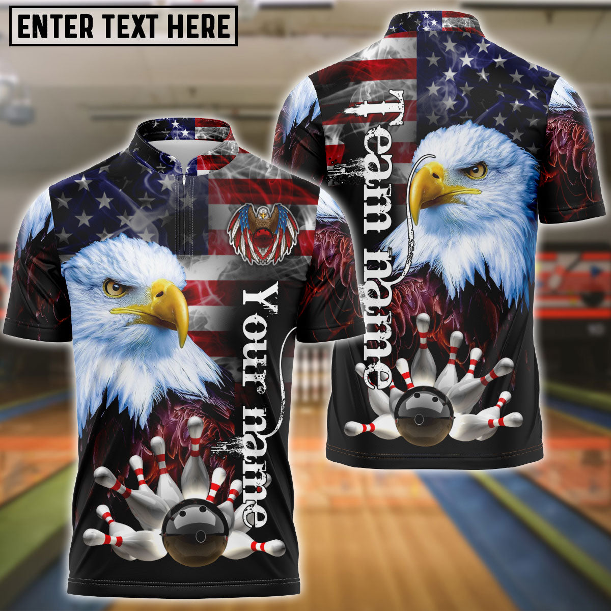 Frenzidea Bowling American Eagle Customized Name, Team Name 3D Shirt