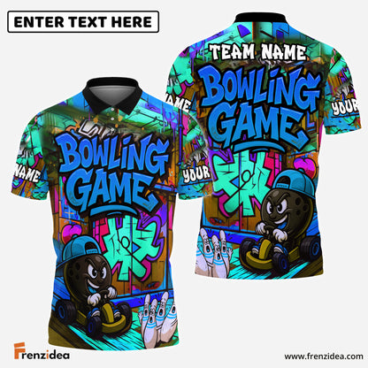 Frenzidea Bowling Street Lane Legends Pattern Customized Name 3D Shirt (4 Colors)