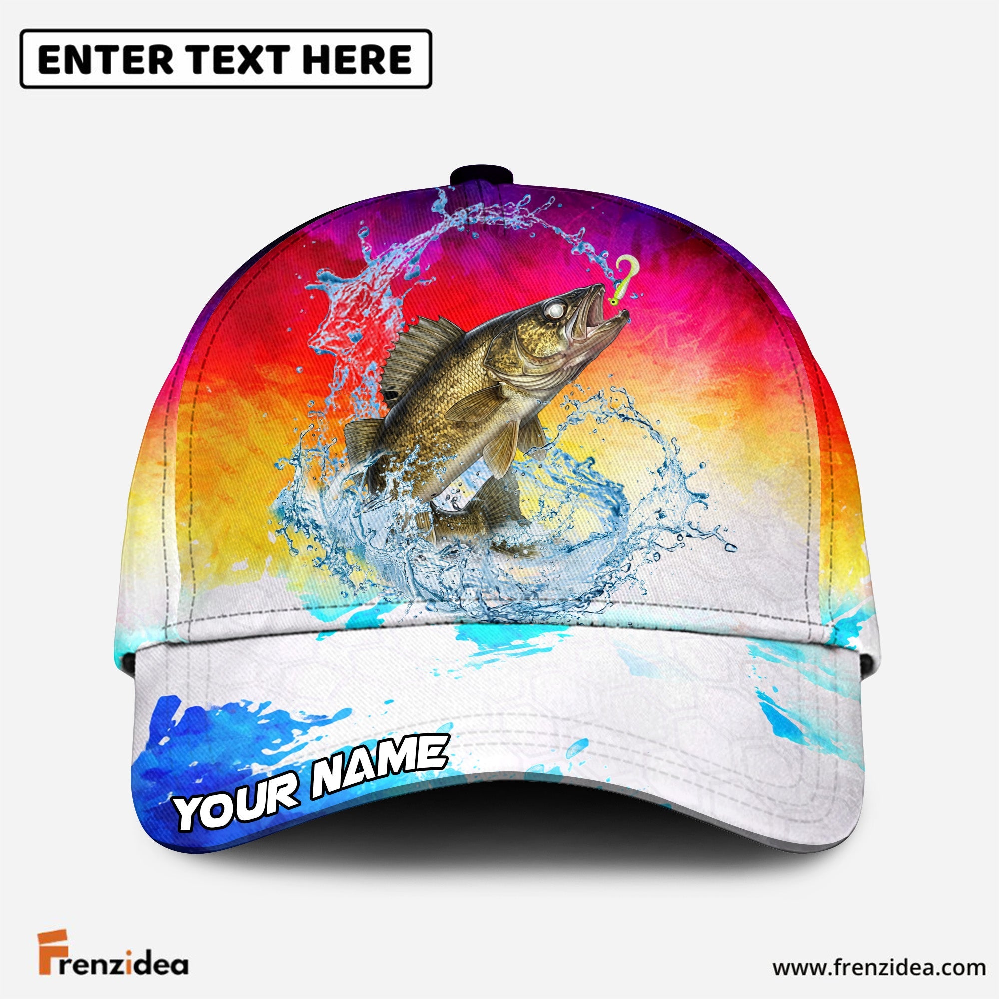 (12 Breeds) Frenzidea Vibrant Sunset Fishing Customized Name 3D Cap