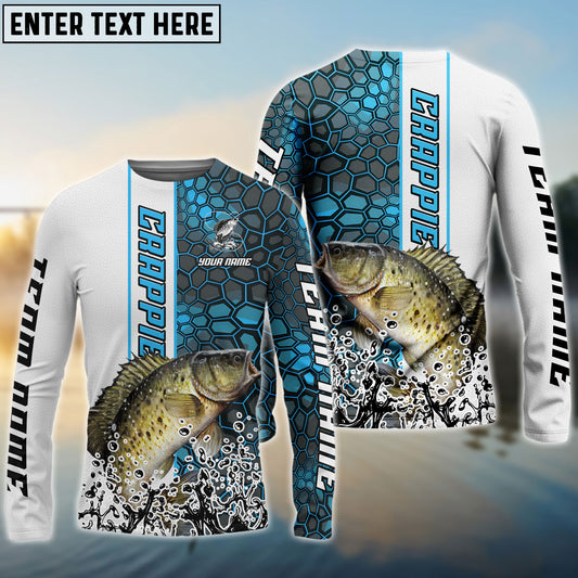 Frenzidea Crappie Fishing Blue Fin Bling Camo Sport Custom Name & Team Name 3D Shirts