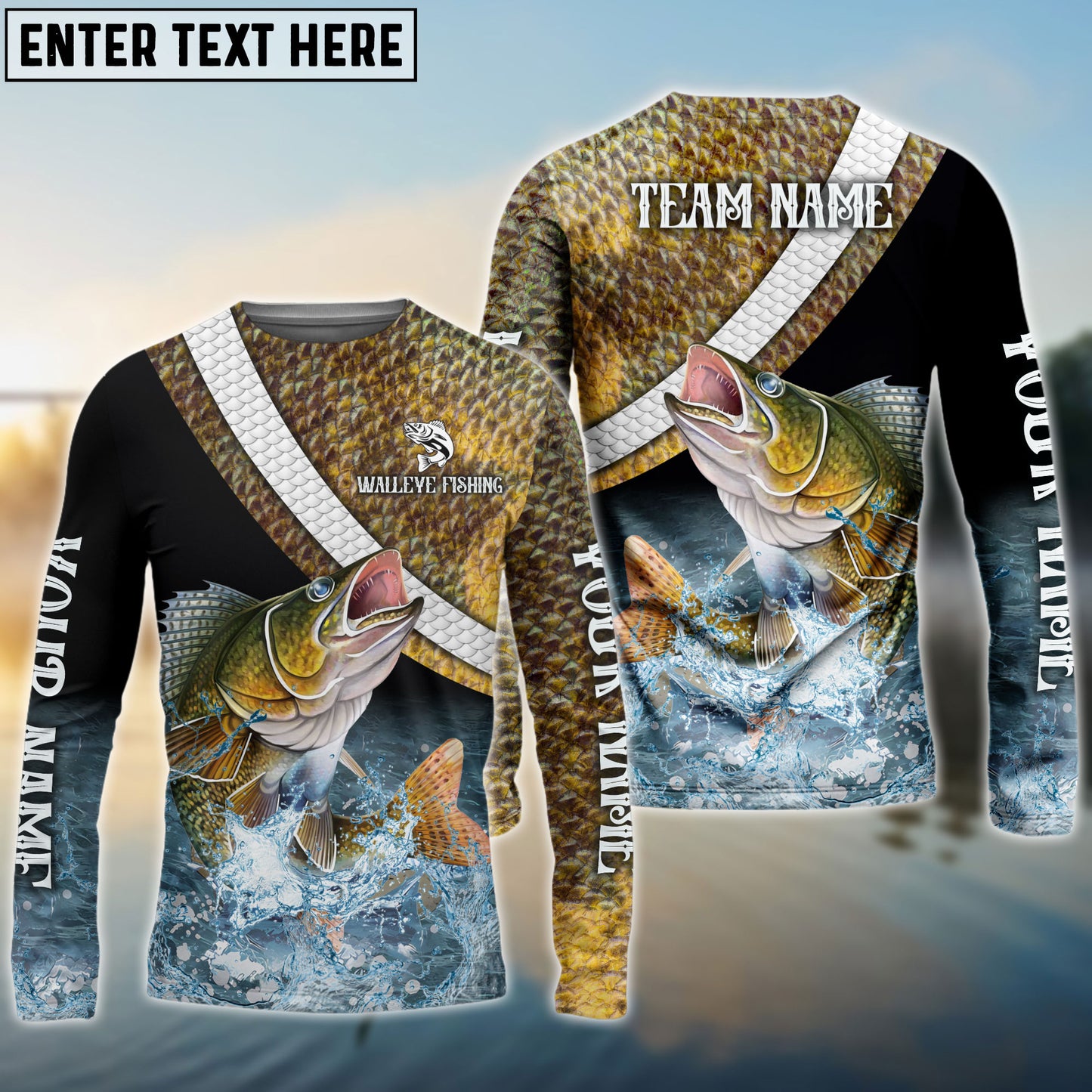 Frenzidea Walleye Fishing Skin Water Custom Name & Team Name 3D Shirts