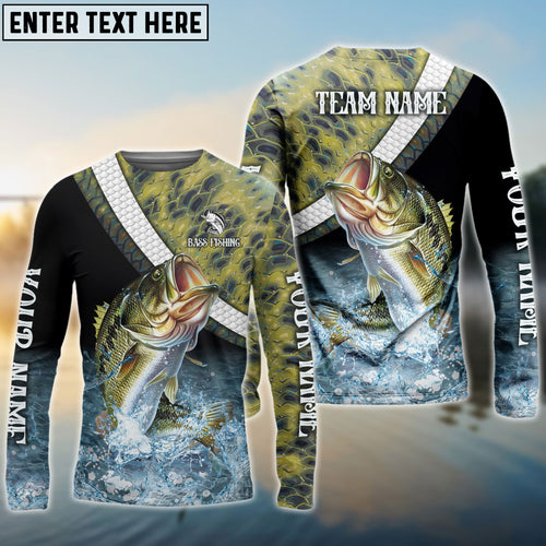 Frenzidea Large Mouth Bass Fishing Skin Water Custom Name & Team Name 3D Shirts