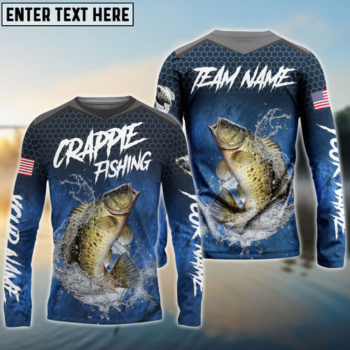 Frenzidea Crappie Fishing Dark Blue American Sport Custom Name & Team Name 3D Shirts