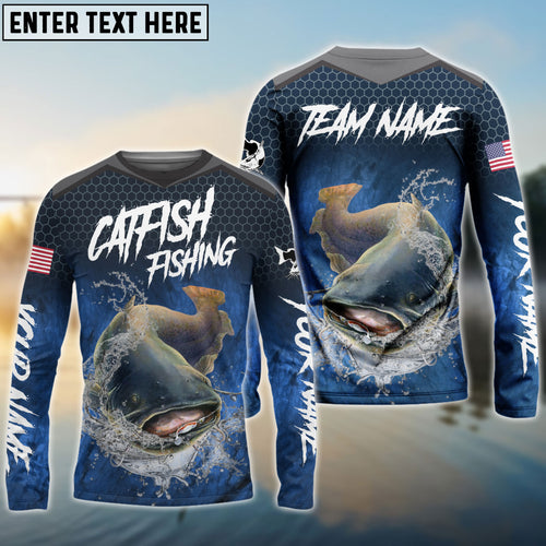 Frenzidea Catfish Fishing Dark Blue American Sport Custom Name & Team Name 3D Shirts