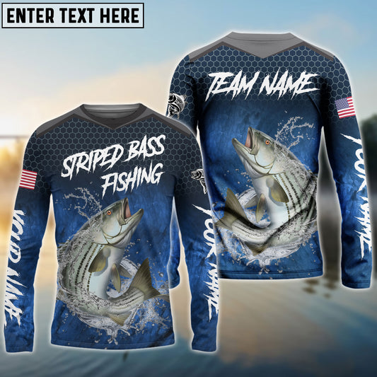 Frenzidea Striped Bass Fishing Dark Blue American Sport Custom Name & Team Name 3D Shirts