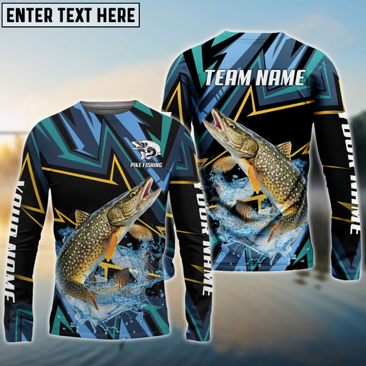 Frenzidea Pike Fishing Lightning Pattern Sport Custom Name & Team Name 3D Shirts