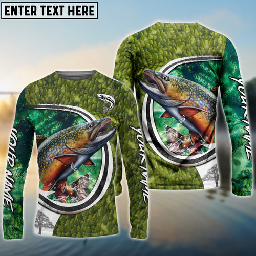 Frenzidea Trout Fishing Hook Green Custom Long Sleeves Fishing Shirt