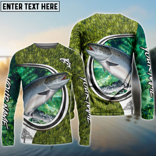 Frenzidea Salmon Fishing Hook Green Custom Long Sleeves Fishing Shirt