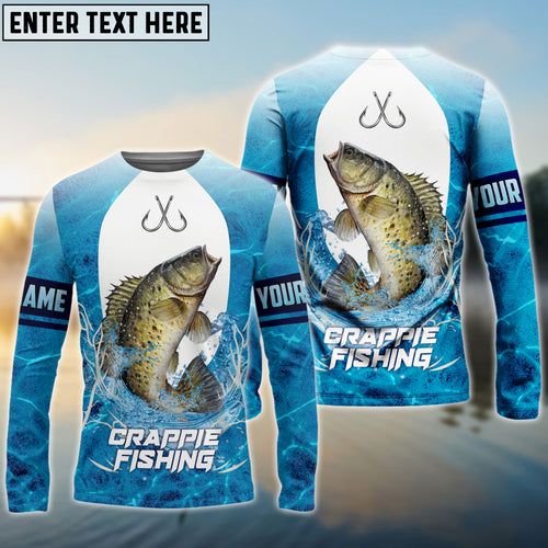 Frenzidea Customize Name Crappie Fishing Blue Wave 3D Shirts