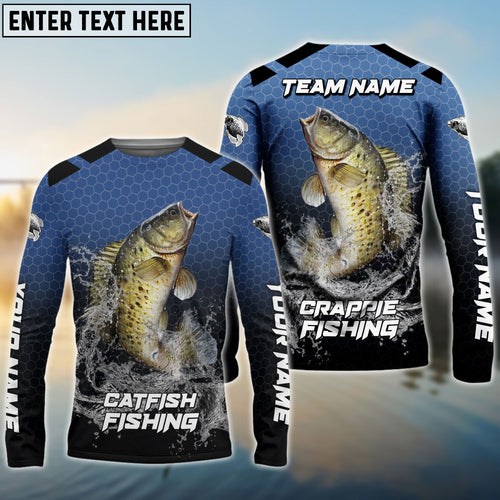 Frenzidea Crappie Fishing Navy Hexagon Sport Custom Name & Team Name 3D Shirts