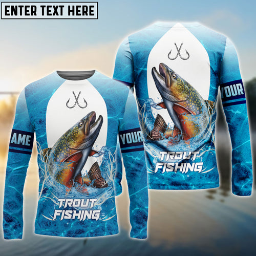 Frenzidea Customize Name Trout Fishing Blue Wave 3D Shirts