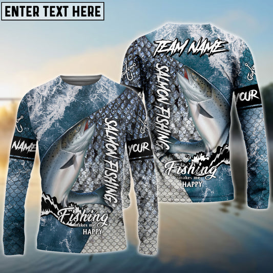 Frenzidea Salmon Fishing Skin Seawave Custom Name & Team Name 3D Shirts