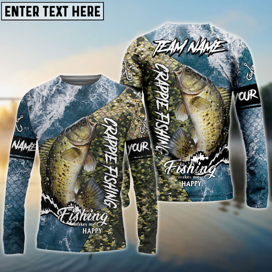 Frenzidea Crappie Fishing Skin Seawave Custom Name & Team Name 3D Shirts