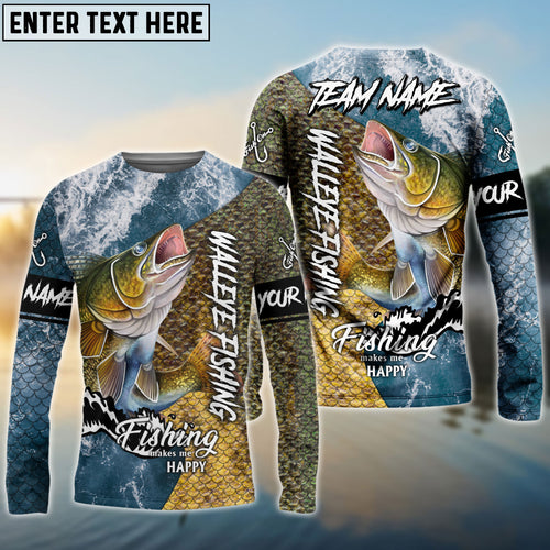 Frenzidea Walleye Fishing Skin Seawave Custom Name & Team Name 3D Shirts