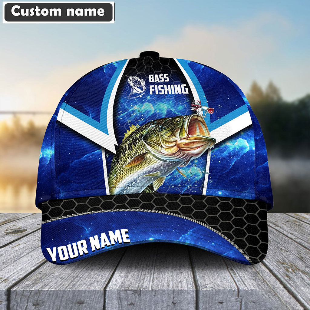 Frenzidea Personalized Bass Fishing Blue Galaxy Cap