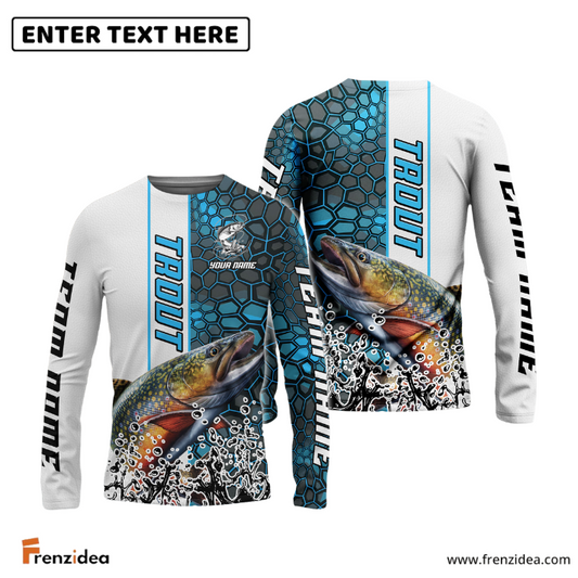 Frenzidea Trout Fishing Blue Fin Bling Camo Sport Custom Name & Team Name 3D Shirts