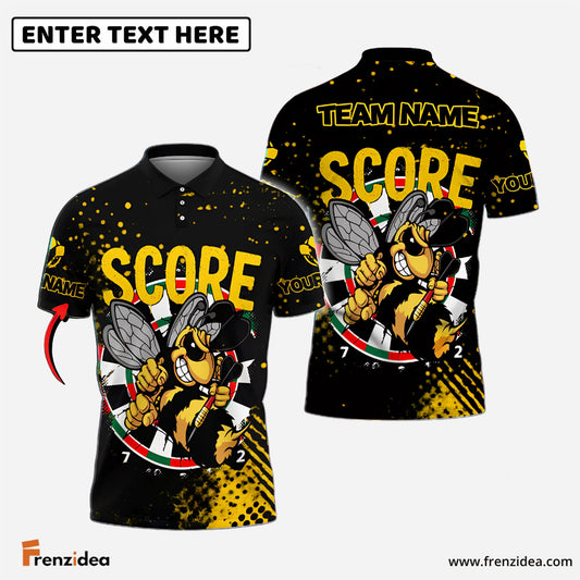 Frenzidea Darts Angry Bee Mascot Design Personalized Name, Team Name Shirt (4 Colors)