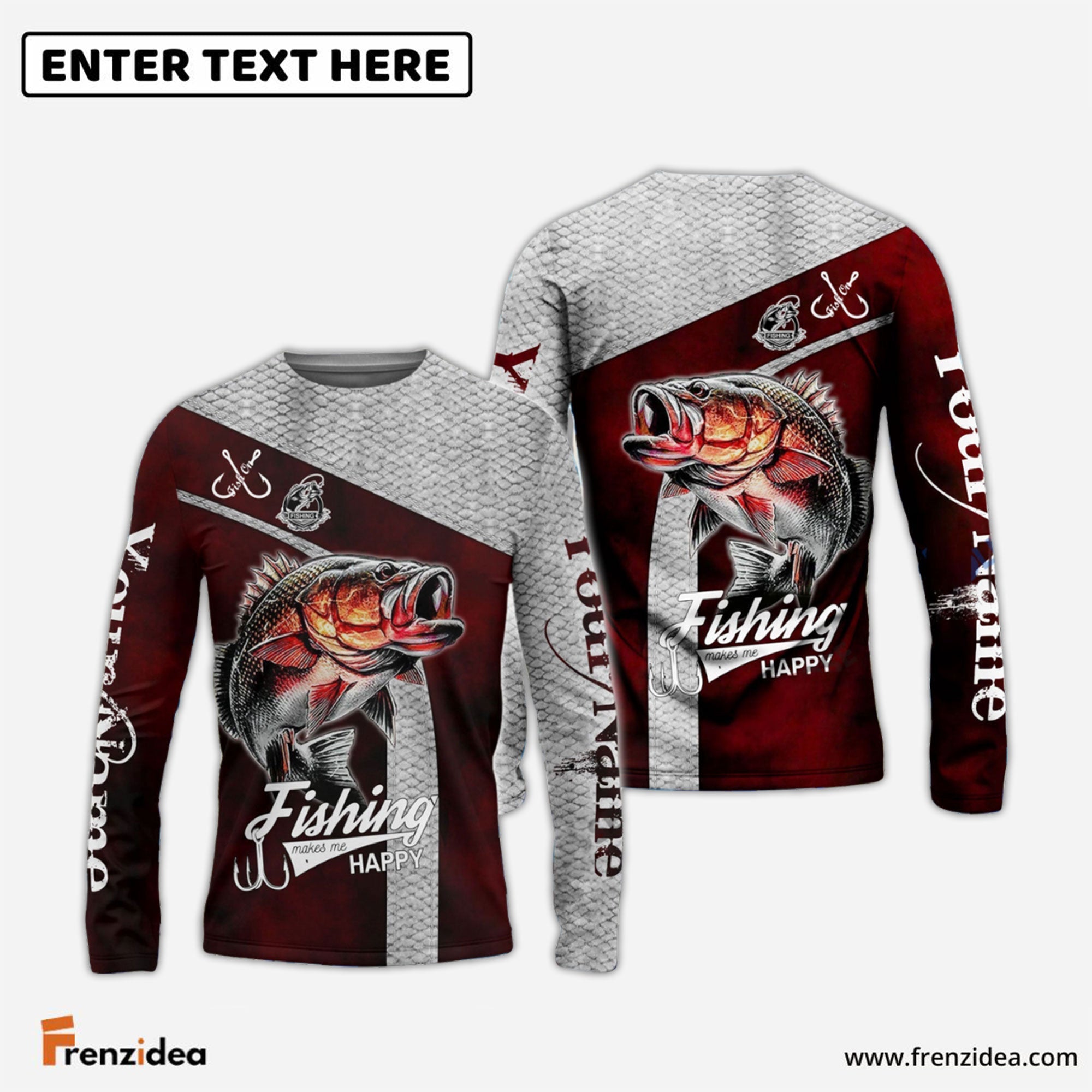 Frenzidea Personalized Fishing Red Shirt
