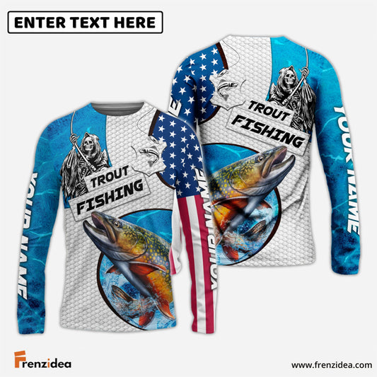 Frenzidea Customize Name Trout Fishing Reaper Blue Water 3D Shirts