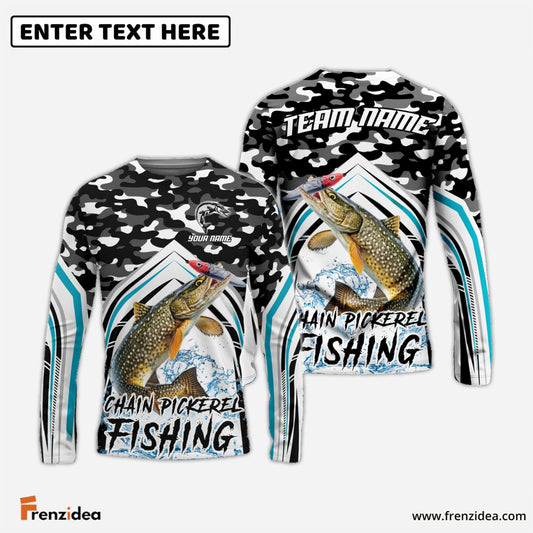 Frenzidea Chain Pickerel Fishing Black Camo Sport Custom Name & Team Name 3D Shirts
