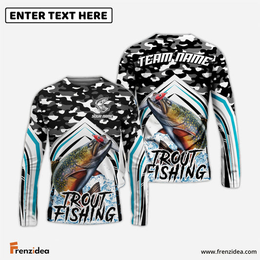 Frenzidea Trout Fishing Black Camo Sport Custom Name & Team Name 3D Shirts