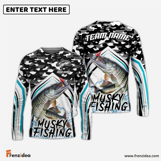 Frenzidea Salmon Fishing Black Camo Sport Custom Name & Team Name 3D Shirts