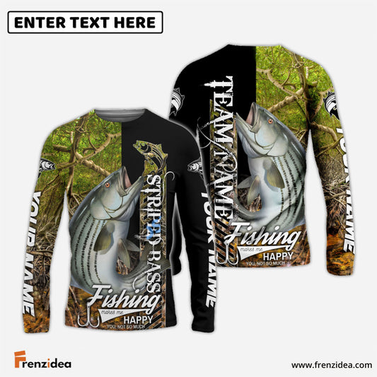 Frenzidea Striped Bass Fishing Jungle Camo Custom Name & Team Name 3D Shirts