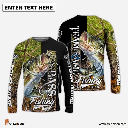 Frenzidea Bass Fishing Jungle Camo Custom Name & Team Name 3D Shirts