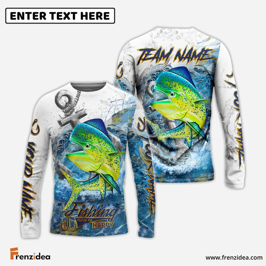 Frenzidea Mahi Mahi Fishing Anchor Ocean Splash Design Name & Team Name 3D Shirts