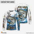 Frenzidea Striped Bass Fishing Anchor Ocean Splash Design Name & Team Name 3D Shirts