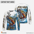 Frenzidea Trout Fishing Anchor Ocean Splash Design Name & Team Name 3D Shirts