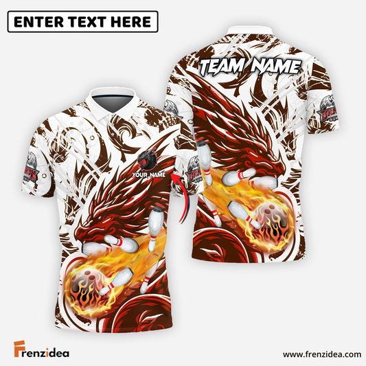 Frenzidea Bowling And Pins Blasting Dragon Customized Name 3D Shirt ( 6 Colors)