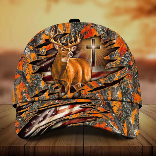 Frenzidea Premium Cross And Deer 3D Personalized Multicolor Cap