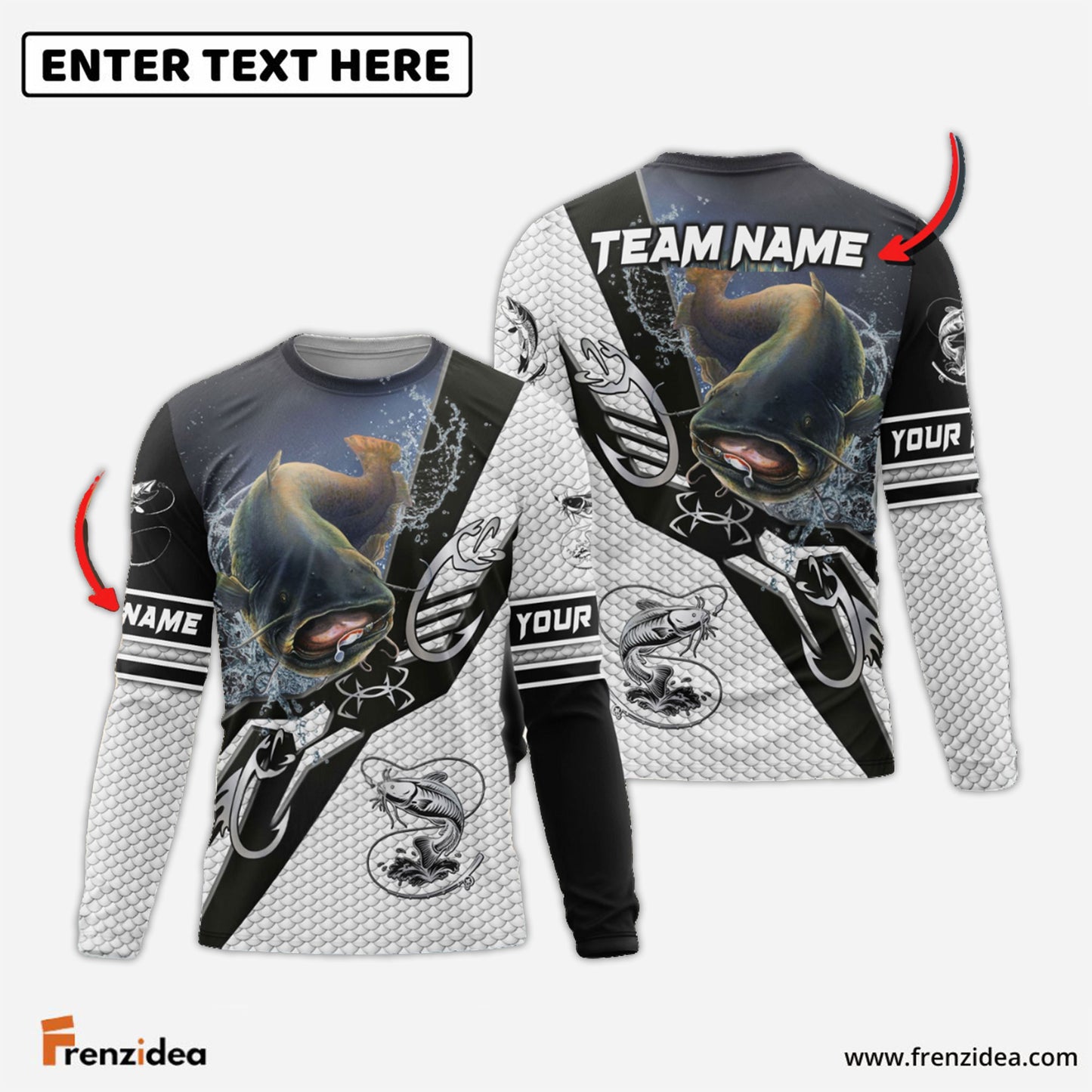 Frenzidea Catfish Fishing Target Locked Custom Name & Team Name 3D Shirts