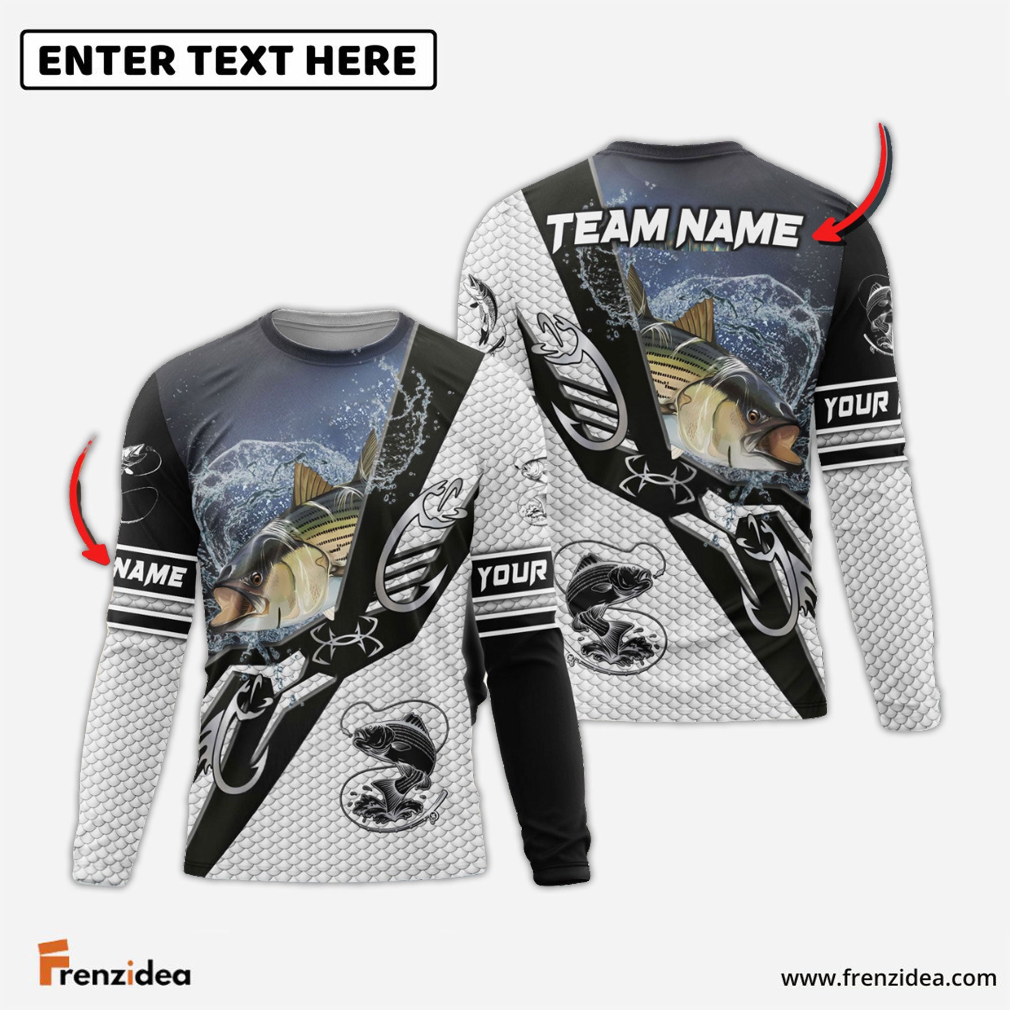 Frenzidea Striped Bass Fishing Target Locked Custom Name & Team Name 3D Shirts
