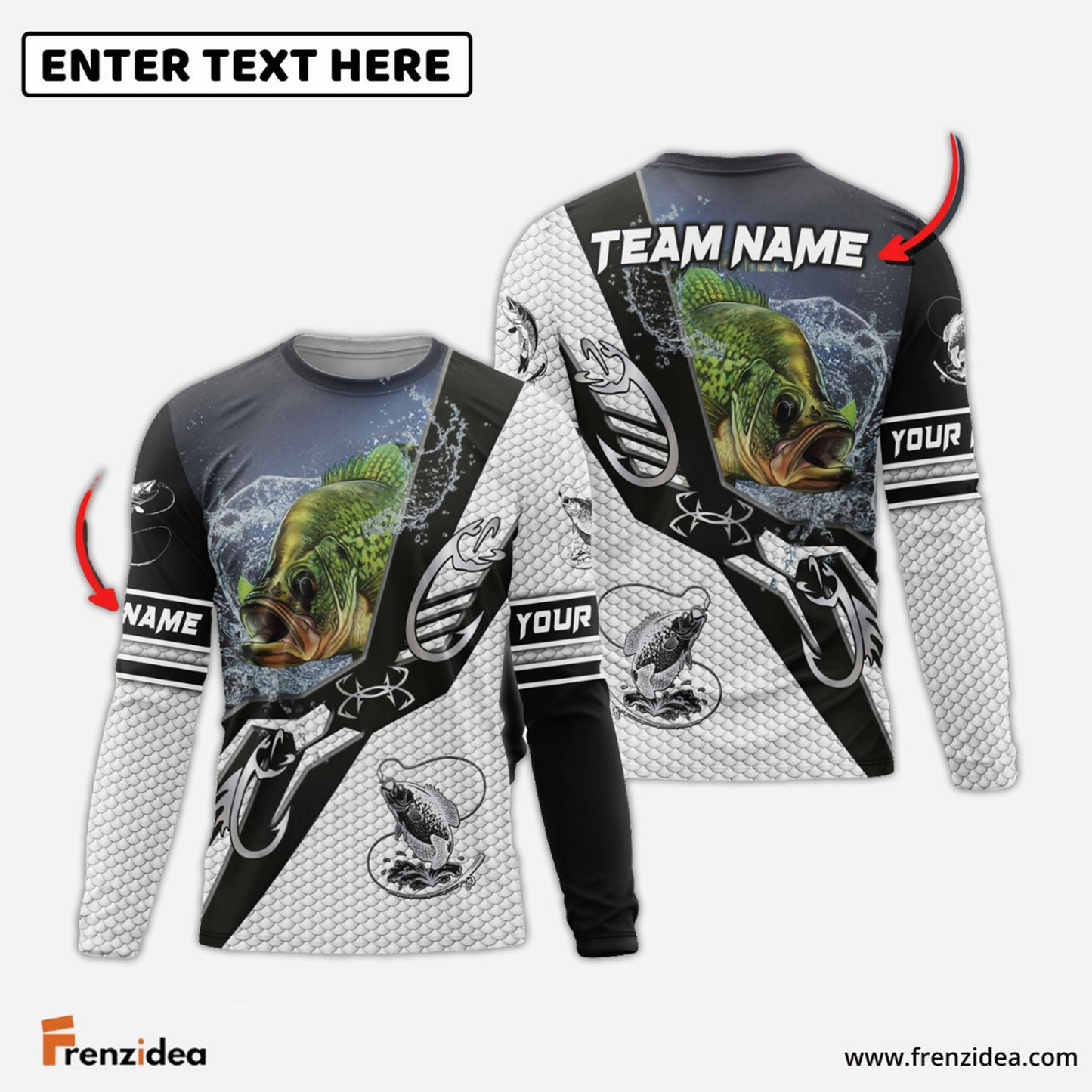Frenzidea Crappie Fishing Target Locked Custom Name & Team Name 3D Shirts