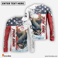 Frenzidea Catfish Fishing American Flag Red Blue Seawave Custom Name & Team Name 3D Shirts